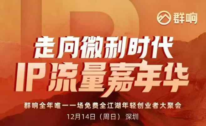 2025ip嘉年华万人12月14深圳线下课，走向微利时代，IP流量嘉年华，实操性极强的商业干货课-网创星球