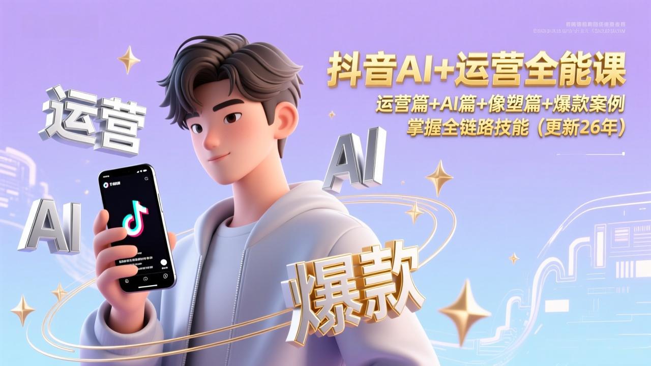 抖音AI+运营全能课，运营篇+AI篇+像塑篇+爆款案例，掌握全链路技能(更新26年-网创星球