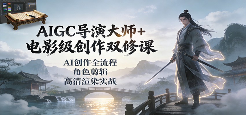 AIGC导演大师+电影级创作双修课：AI创作全流程、角色剪辑、高清渲染实战-网创星球