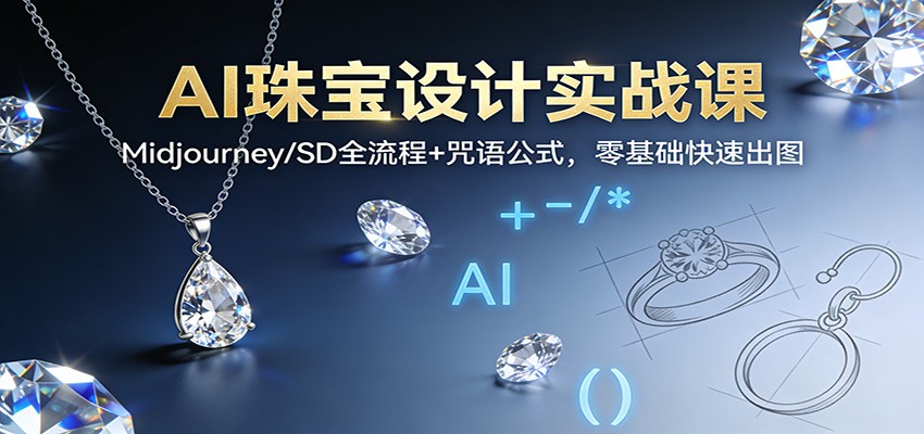 AI珠宝设计实战课：Midjourney/SD全流程+咒语公式，零基础快速出图-网创星球