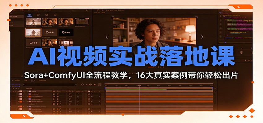 AI视频实战落地课：Sora+ComfyUI全流程教学，16大真实案例带你轻松出片-网创星球