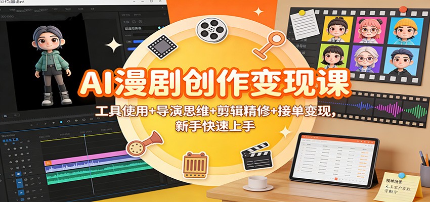 AI漫剧创作变现课：工具使用+导演思维+剪辑精修+接单变现，新手快速上手-网创星球