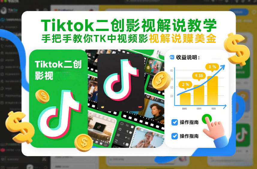 Tiktok二创影视解说教学，手把手教你TK中视频影视解说賺美金(更新26年1月)-网创星球