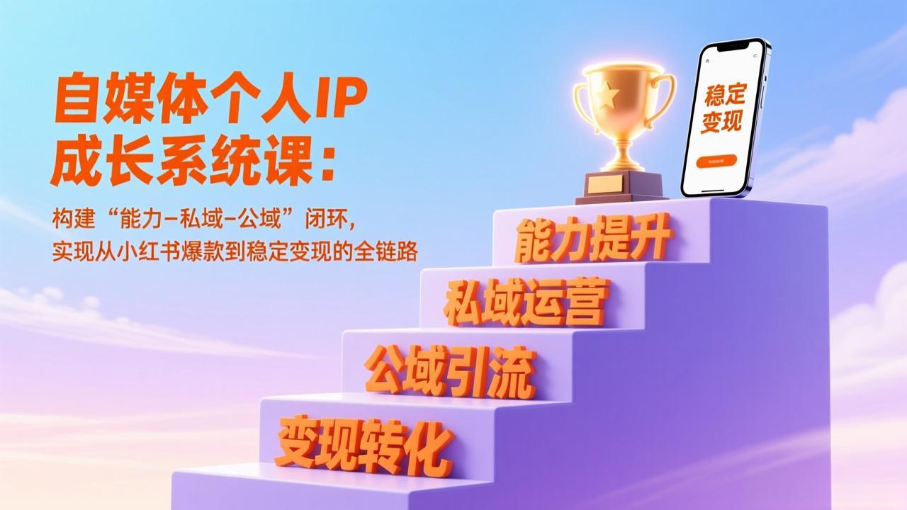 自媒体个人IP成长系统课：构建“能力-私域-公域”闭环，实现从小红书爆款到稳定变现的全链路-网创星球