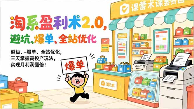 淘系盈利术2.0，避坑、爆单、全站优化，三天掌握高投产玩法，实现月利润翻倍！-网创星球