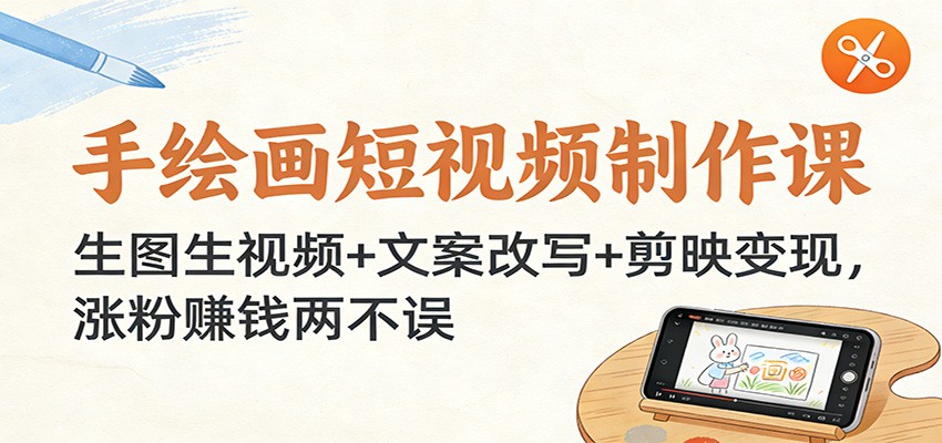 手绘画短视频制作课：生图生视频+文案改写+剪映变现，涨粉赚钱两不误-网创星球