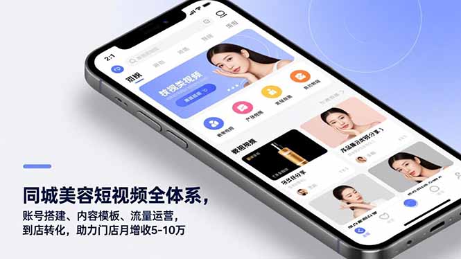 同城美容短视频全体系，账号搭建、内容模板、流量运营，到店转化，助力门店月增收5-10万-网创星球