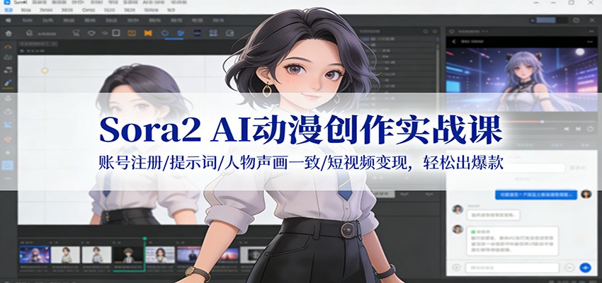 Sora2 AI动漫创作实战课：账号注册/提示词/人物声画一致/短视频变现，轻松出爆款-网创星球