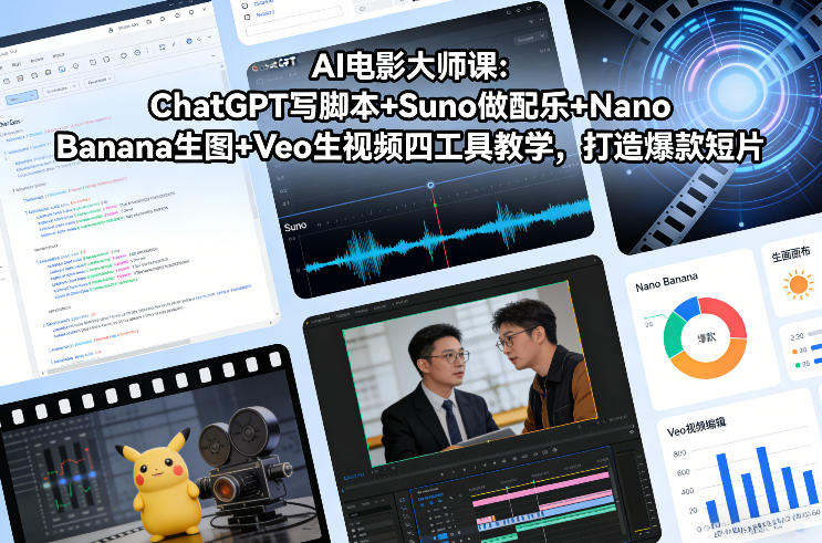 AI电影大师课：ChatGPT写脚本+Suno做配乐+Nano Banana生图+Veo生视频，打造爆款短片-网创星球