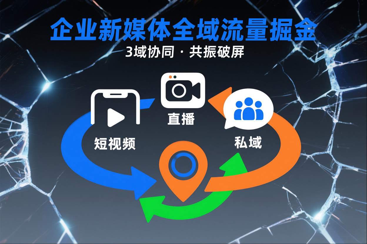 短视频全域商业模式，企业新媒体全域流量掘金，3域协同，共振破屏，短视频-直播-私域-地域-网创星球