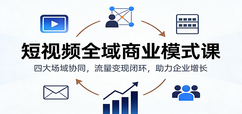 短视频全域商业模式课：四大场域协同，流量变现闭环，助力企业增长-网创星球