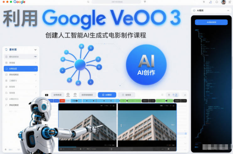 利l用Google Veo 3创建人工智能AI生成式电影制作课程，使用人工智能的力量创建令人惊叹的视频-网创星球