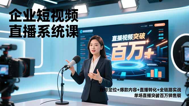 企业短视频直播系统课，账号定位+爆款内容+直播转化+全链路实战，单场直播突破百万销售额-网创星球