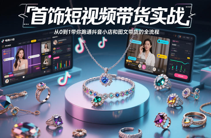首饰短视频带货实战，从0到1带你跑通抖音小店和图文带货的全流程-网创星球