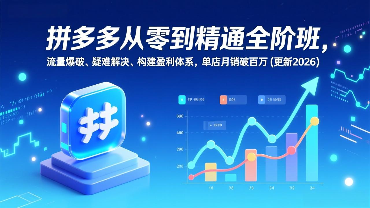 拼多多从零到精通全阶班，流量爆破、疑难解决，构建盈利体系，单店月销破百万(更新2026-网创星球