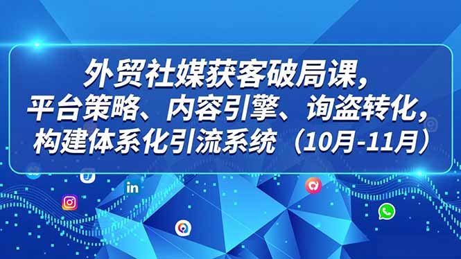 外贸 社媒获客破局课，平台策略、内容引擎、询盘转化，构建体系化引流系统(10月-11月-网创星球