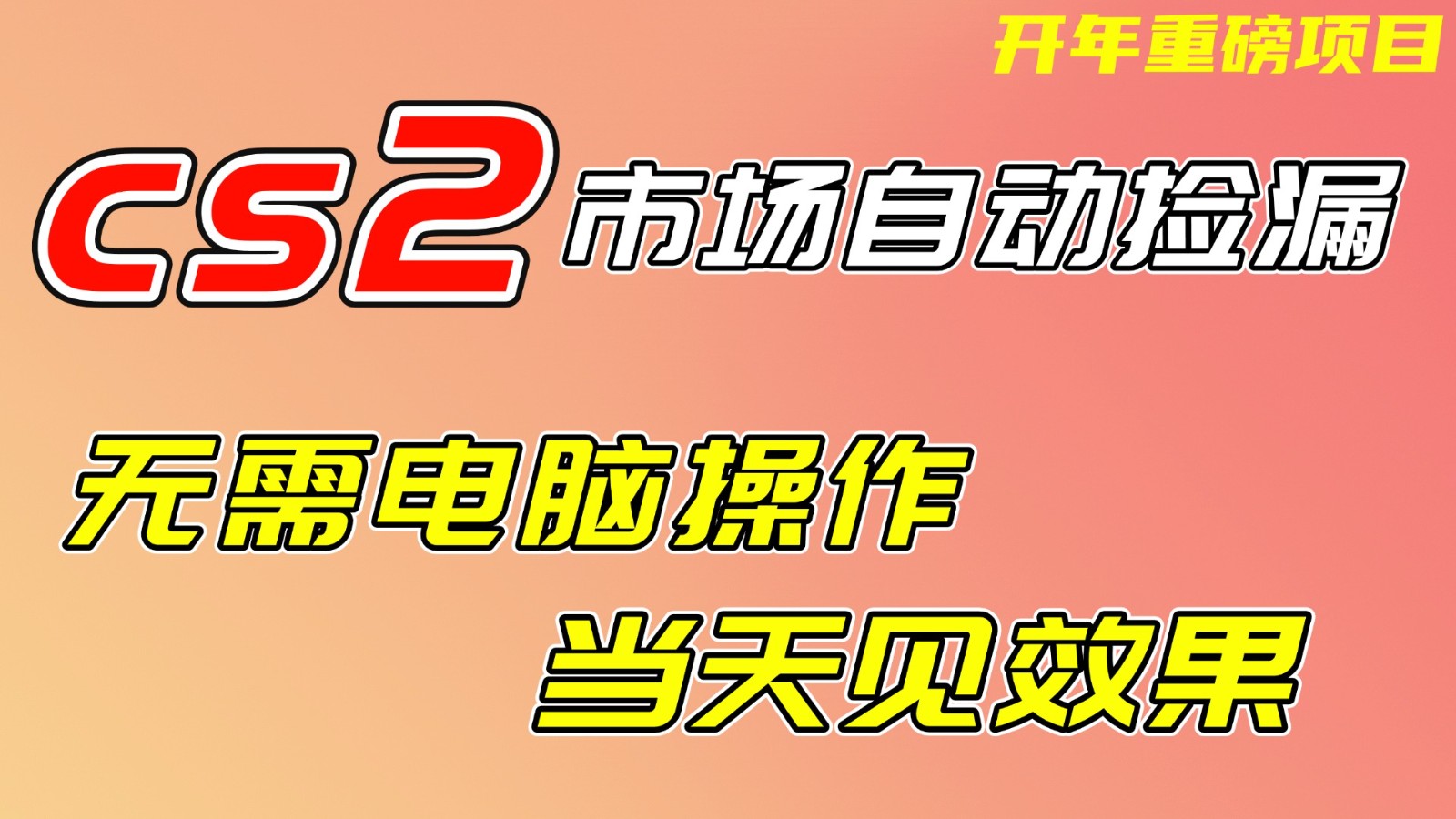 CS2市场挂机项，无需电脑操作，无需进入游戏，当天见效果，支持任何形式验证-网创星球