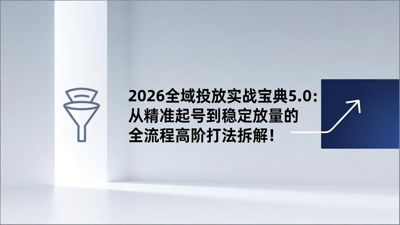 2026全域投放实战宝典5.0：从精准起号到稳定放量的全流程高阶打法拆解！-网创星球