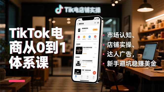 TikTok电商从0到1体系课，市场认知、店铺实操、达人广告，新手避坑稳赚美金-网创星球
