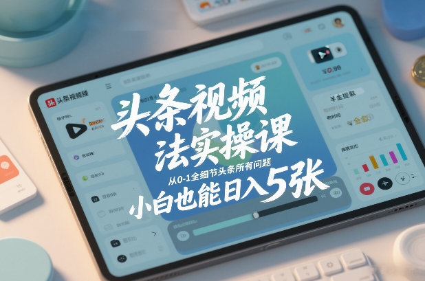 头条视频玩法实操课，从0-1全细节头条所有问题，小白也能日入5张-网创星球