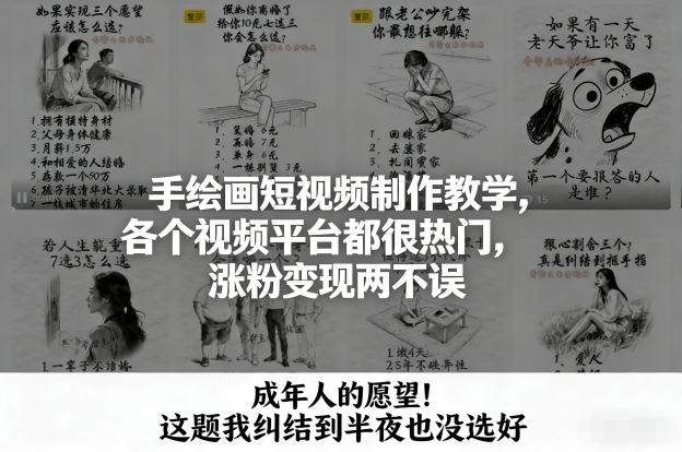 手绘画短视频制作教学，各个视频平台都很热门，涨粉变现两不误-网创星球
