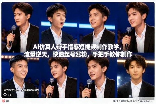 AI仿真人辩手情感短视频制作教学，流量逆天，快速起号涨粉，手把手教你制作-网创星球