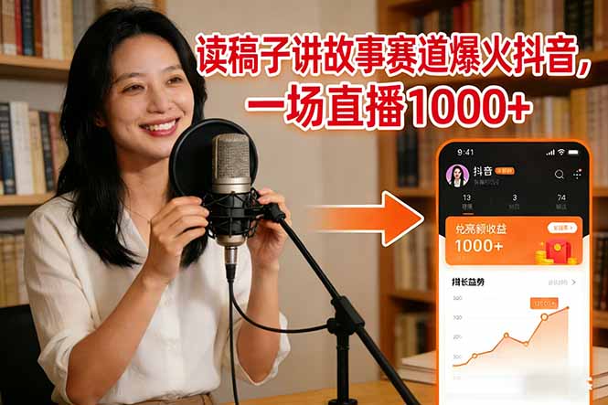 读稿子讲故事赛道爆火抖音，一场直播日入1000+-网创星球