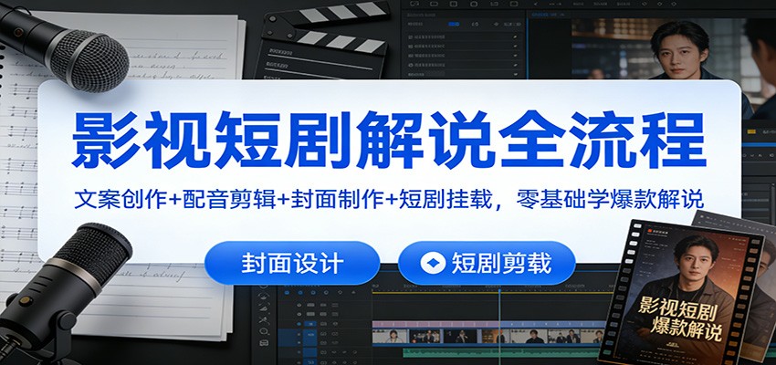 影视短剧解说全流程：文案创作+配音剪辑+封面制作+短剧挂载，零基础学爆款解说-网创星球