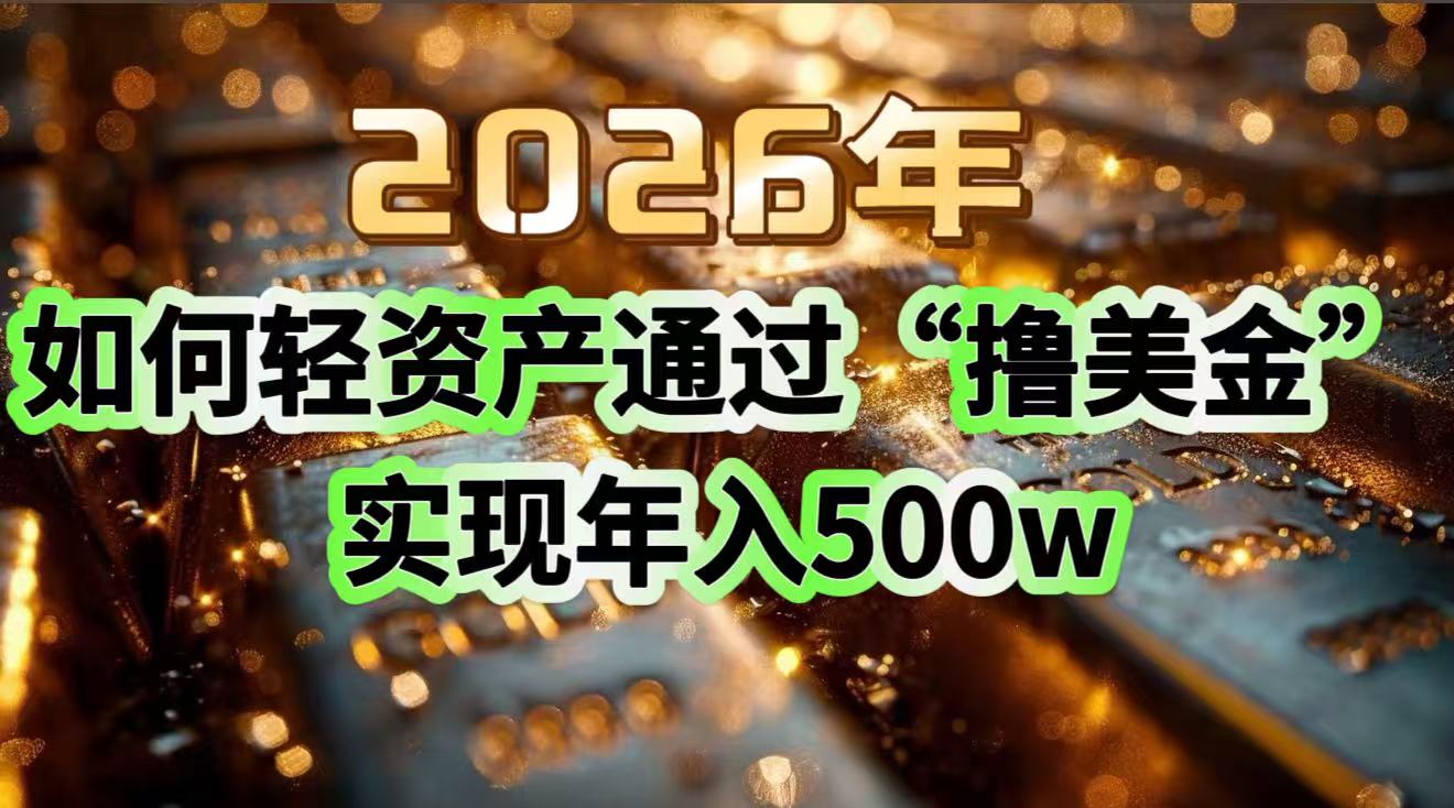 2026年如何轻资产通过“撸美金”实现年入500w-网创星球