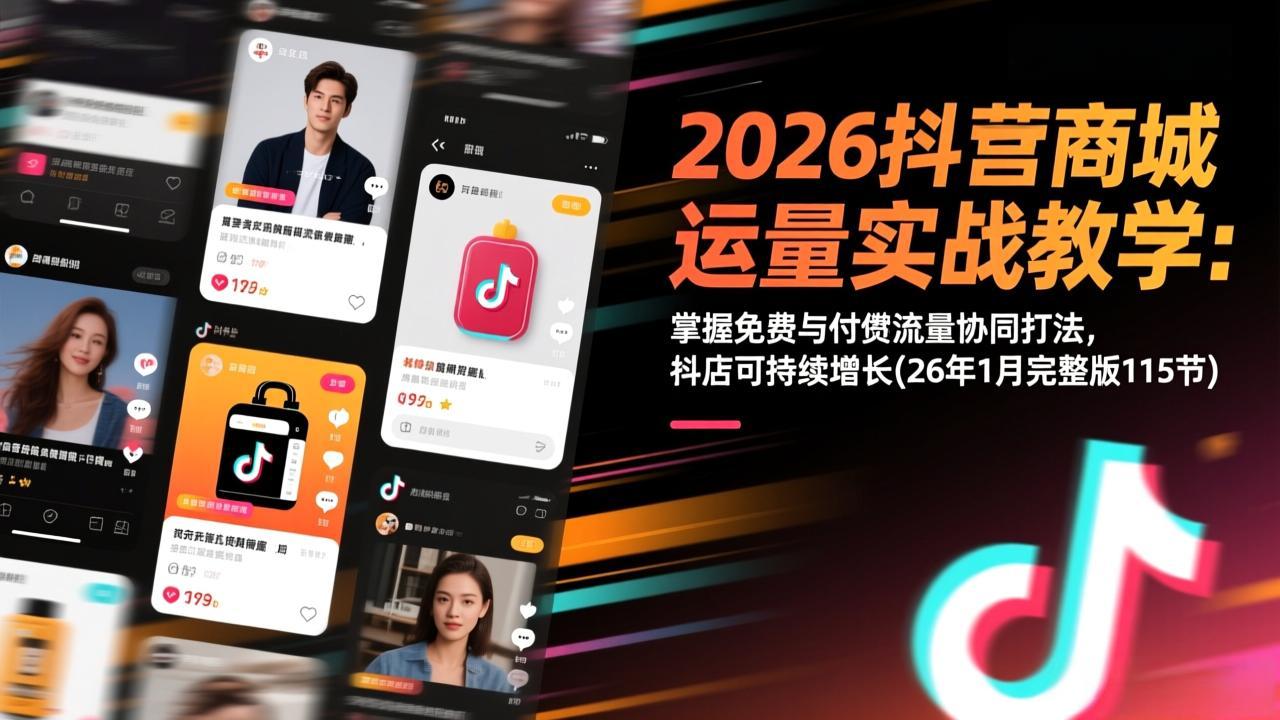 2026抖音商城运营实战教学：掌握免费与付费流量协同打法，抖店可持续增长(26年1月完整版115节-网创星球