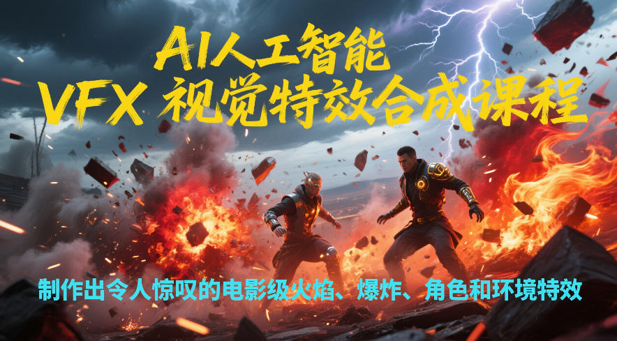 AI人工智能VFX视觉特效合成课程，制作出令人惊叹的电影级火焰、爆炸、角色和环境特效-网创星球