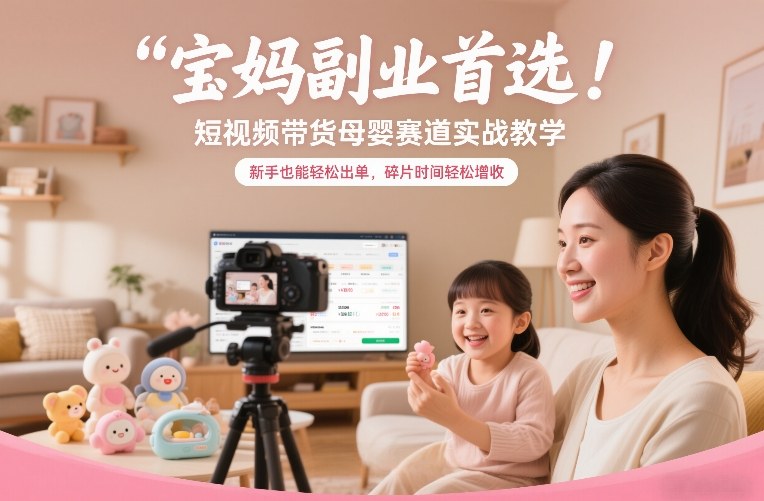 宝妈副业首选！短视频带货母婴赛道实战教学，新手也能轻松出单，碎片时间轻松增收-网创星球
