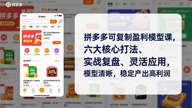 拼多多可复制盈利模型课，六大核心打法、实战复盘、灵活应用，模型清晰，稳定产出高利润-网创星球