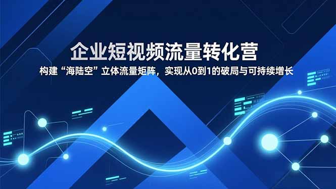 企业短视频流量转化营，构建“海陆空”立体流量矩阵，实现从0到1的破局与可持续增长-网创星球