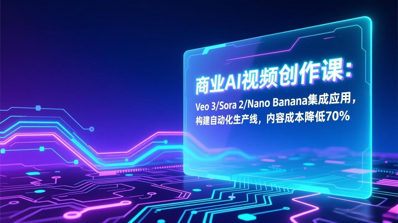 商业AI视频创作课：Veo 3/Sora 2/Nano Banana集成应用，构建自动化生产线，内容成本降低70%-网创星球