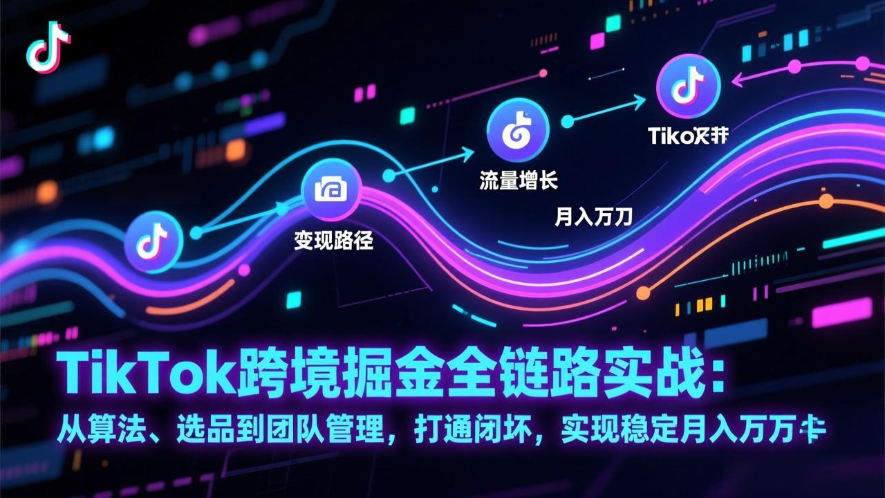 TikTok跨境掘金全链路实战：从算法、选品到团队管理，打通闭环，实现稳定月入万刀-网创星球