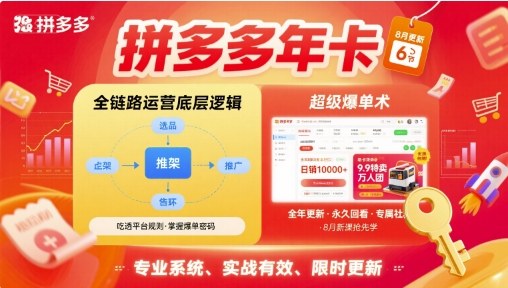拼多多年卡，拼多多全链路运营底层逻辑，超级爆单术【更新12月】-网创星球