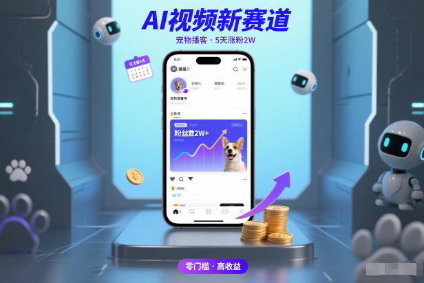 AI视频新赛道，宠物播客仅注册5天涨粉2W，收益非常可观-网创星球