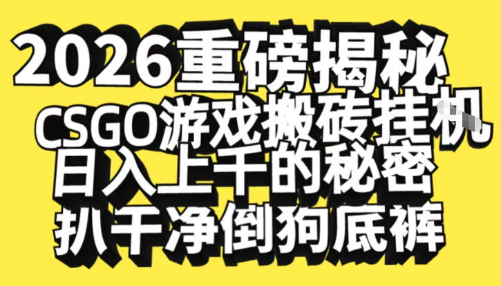 2026开年重磅解密，CSGO游戏搬砖挂G日入1k+的秘密，把倒狗的底裤扒干【揭秘】-网创星球