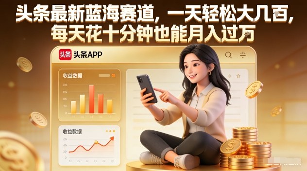 头条最新蓝海赛道，一天轻松大几张，每天花十分钟也能月入过1W【揭秘】-网创星球