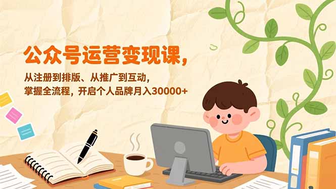 公众号运营变现课，从注册到排版、从推广到互动，掌握全流程，开启个人品牌月入30000+-网创星球
