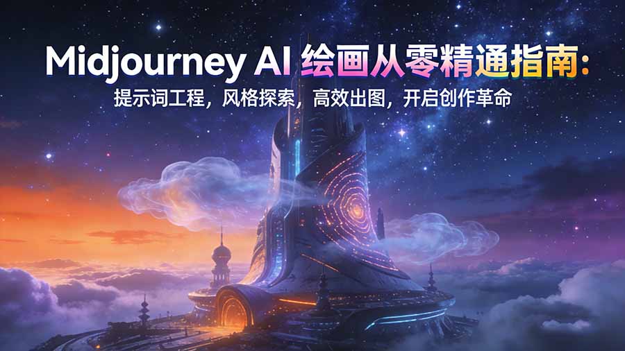 Midjourney AI绘画从零精通指南：提示词工程，风格探索，高效出图，开启创作革命-网创星球