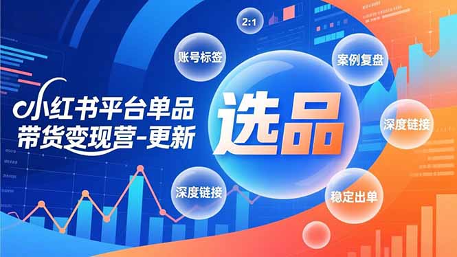 小红书平台单品带货变现营-更新，极致选品、账号标签、案例复盘，深度链接，快速启动稳定出单-网创星球