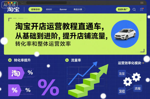 淘宝开店运营教程直通车，从基础到进阶，提升店铺流量，转化率和整体运营效率(更新26年1月)-网创星球