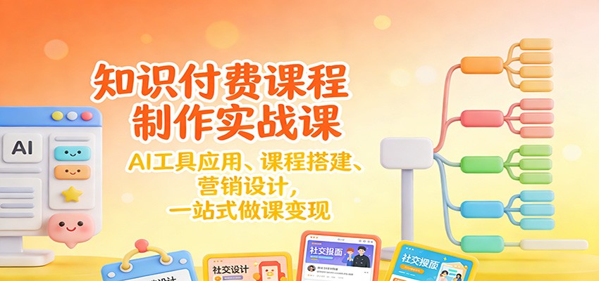 知识付费课程制作实战课：AI工具应用 、课程搭建、营销设计，一站式做课变现-网创星球