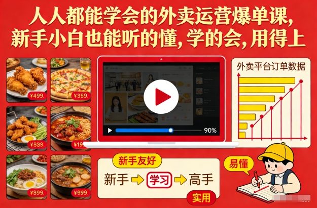 人人都能学会的外卖运营爆单课，新手小白也能听的懂，学的会，用得上-网创星球