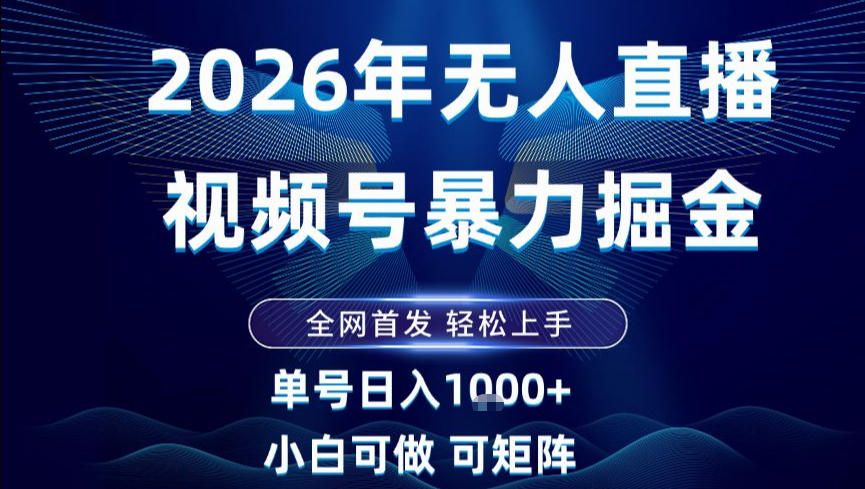 2026最新视频号无人直播掘金，全网首发，小白可以玩，长期稳定日入1k+【揭秘】-网创星球
