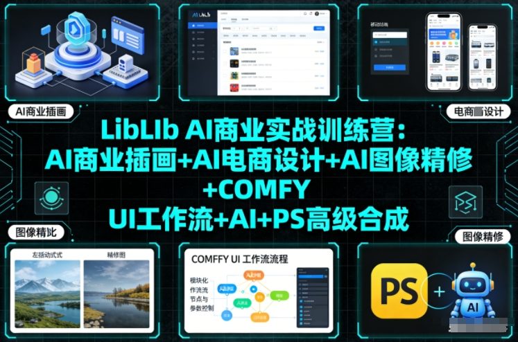 LibLIb AI商业实战训练营：AI商业插画+AI电商设计+AI图像精修+COMFY UI工作流+AI+PS高级合成-网创星球