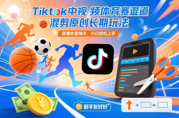 Tiktok中视频体育赛道混剪原创长期玩法，靠播放量賺米，小白轻松上手-网创星球