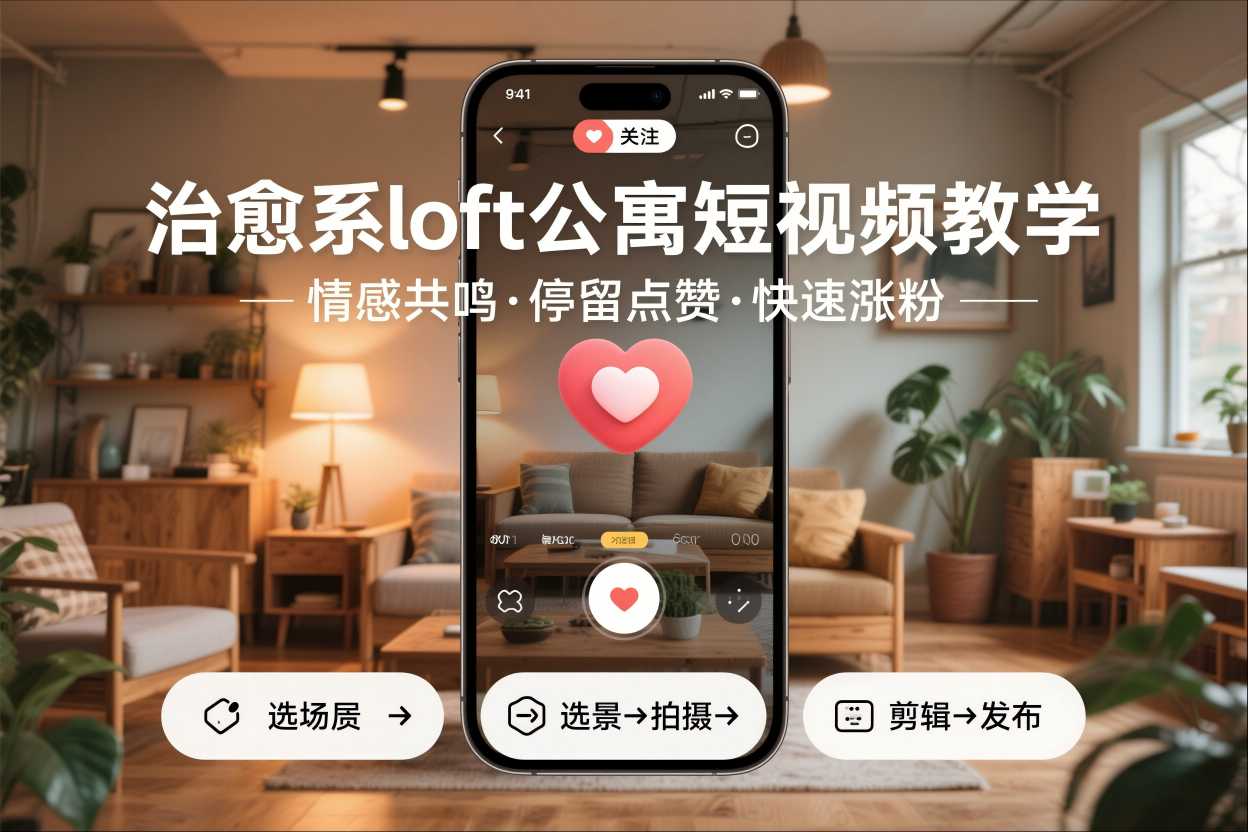 治愈系loft公寓短视频制作教学，情感共鸣引停留点赞关注，快速起号涨粉-网创星球